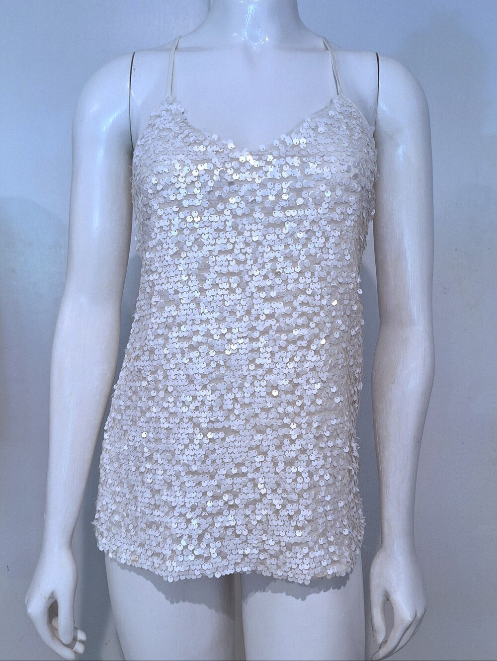 EUC Old Navy Off-White Sequin Sleeveless Halter Top